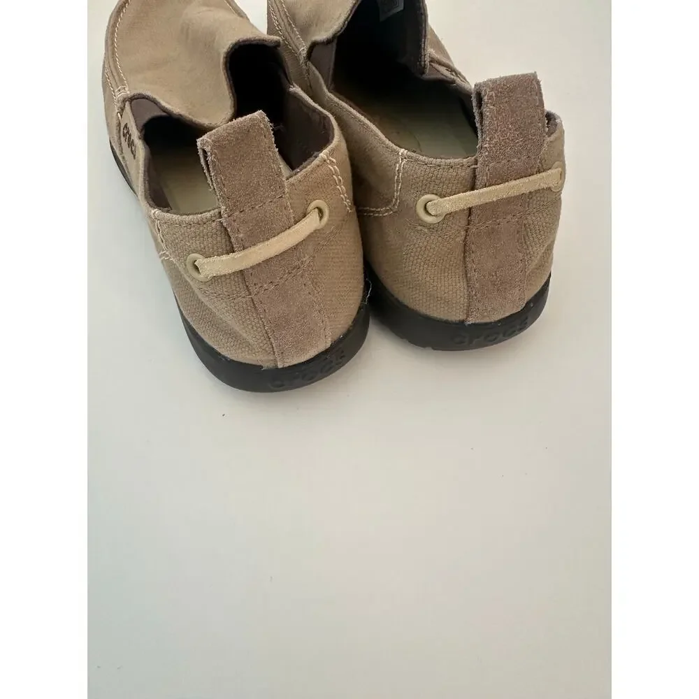 Crocs Men's Walu Canvas Slip-On Loafers Khaki - Size M9